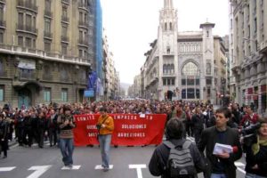 Imágenes de la concentración-manifestación de los trabajadores de Autobuses de Barcelona (TMB)