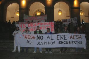 Los trabajadores de AESA protestaron contra el ERE en el centro de Cáceres
