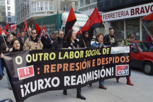 Manifestación el pasado sábado, en A Coruña, por la readmisión de Xurxo Gómez