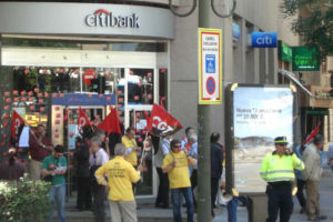 Continúan las movilizaciones de CGT en Citibank. Esta vez en Madrid-Ag.10