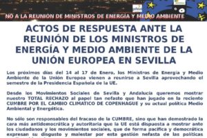 Sevilla : Actos de respuesta ante la reunión de ministros de medio ambiente de la U.€.