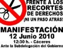 12 junio, Cáceres : CGT apoyará la concentración contra los recortes convocada por CNT