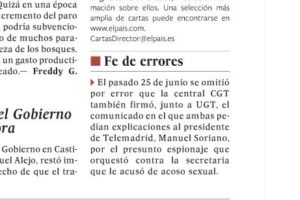CGT Telemadrid : Fe de errores de El País