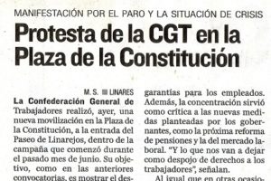Sexta Concentración de CGT Linares contra la reforma laboral