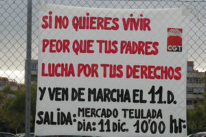 Pancartas convocando para el 11-d «Marcha por la dignidad» en Alacant