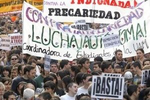 CGT-LKN apoya manifestación en Bilbao contra el paro y contra los recortes sociales del Gobierno Vasco.