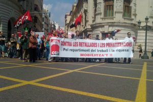 Mil personas en la manifestación del 1º de mayo en Valencia