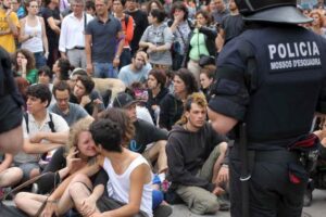 CGT-Barcelona contra la brutalidad policial y el desalojo de la Plaça Catalunya