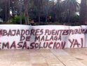Los despedidos de Emasa Málaga acampan a las puertas del Ayuntamiento
