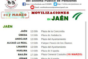 16 y 17-M: Movilizaciones en apoyo al profesorado interino y en defensa de las pensiones en Jaén