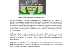 14-N: Manifestación en Jaén en Defensa de la Escuela Pública