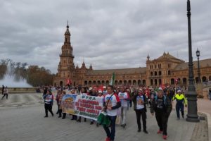 Se cumple el primer aniversario de la llegada de PTRA (Plataforma por el Tren Rural Andaluz) a Sevilla culminando las etapas de las marchas iniciadas en Bobadilla el 12 de octubre 2019