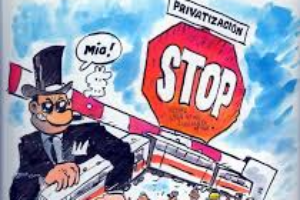 Concentración de repulsa contra las privatizaciones de servicios ferroviarios en los talleres de RENFE en Málaga y las puertas giratorias