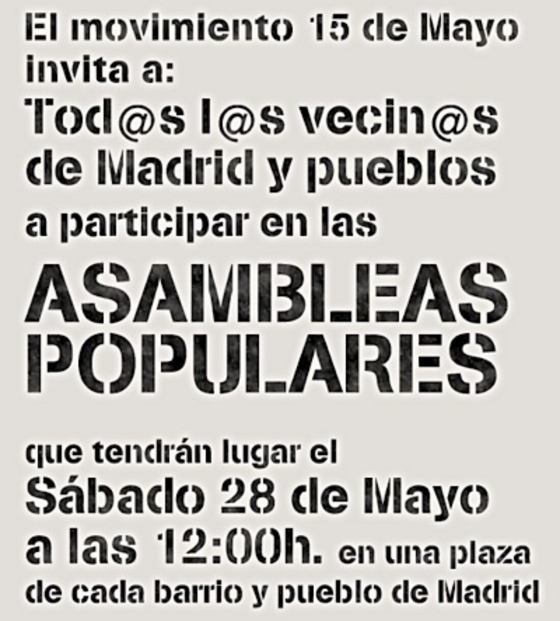 Madrid: Asambleas populares en cada barrio y cada pueblo