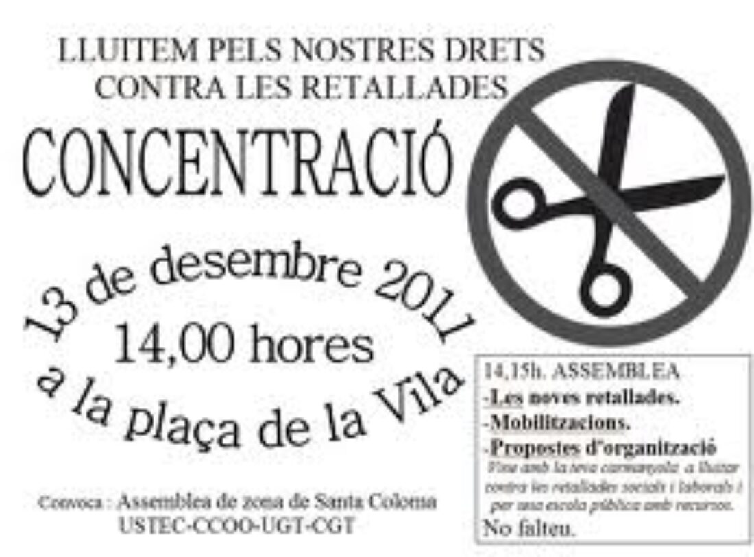 Barcelona: La asamblea de Santa Coloma convoca una concentración del profesorado