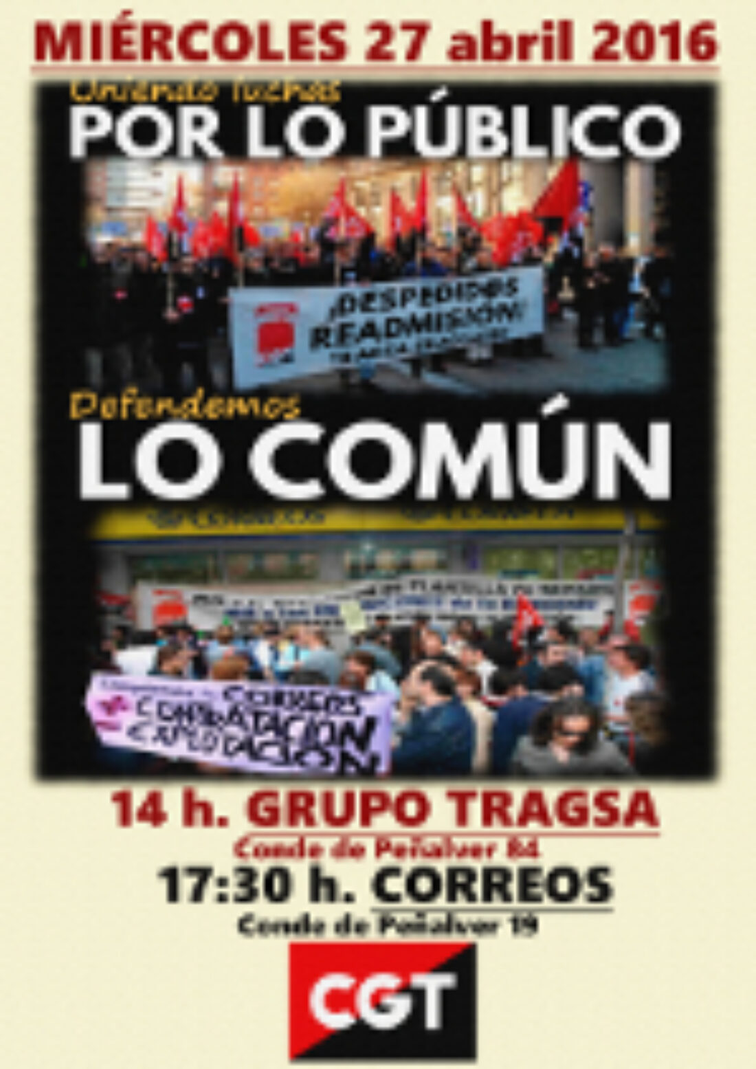 Concentración: Uniendo luchas por lo Público, defendemos lo común ¡DESPEDID@S READMISIÓN!
