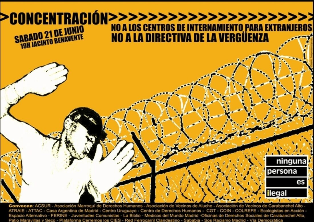 Madrid : contra la «directiva de la vergüenza» y los Centros de Internamiento de Extranjeros. Sábado 21, 19 h.