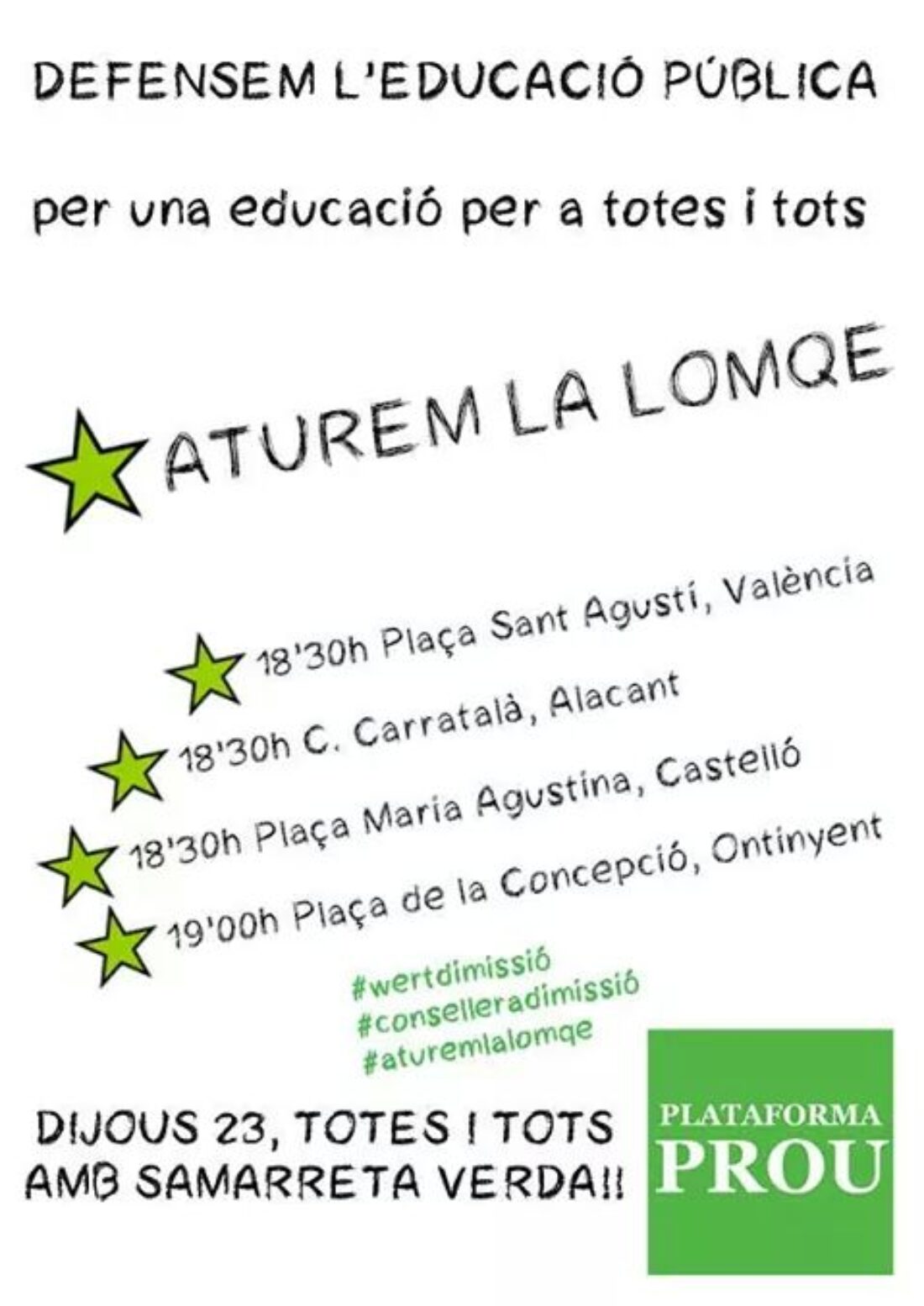 23-o País Valencià: Manifestaciones en defensa de la educación pública