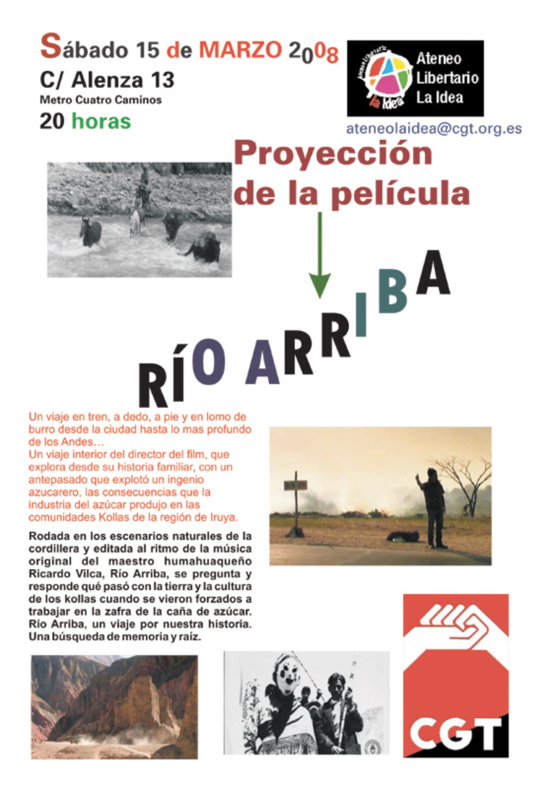 Ateneo Libertario La Idea, 15 de marzo : proyección de la película «Río arriba»