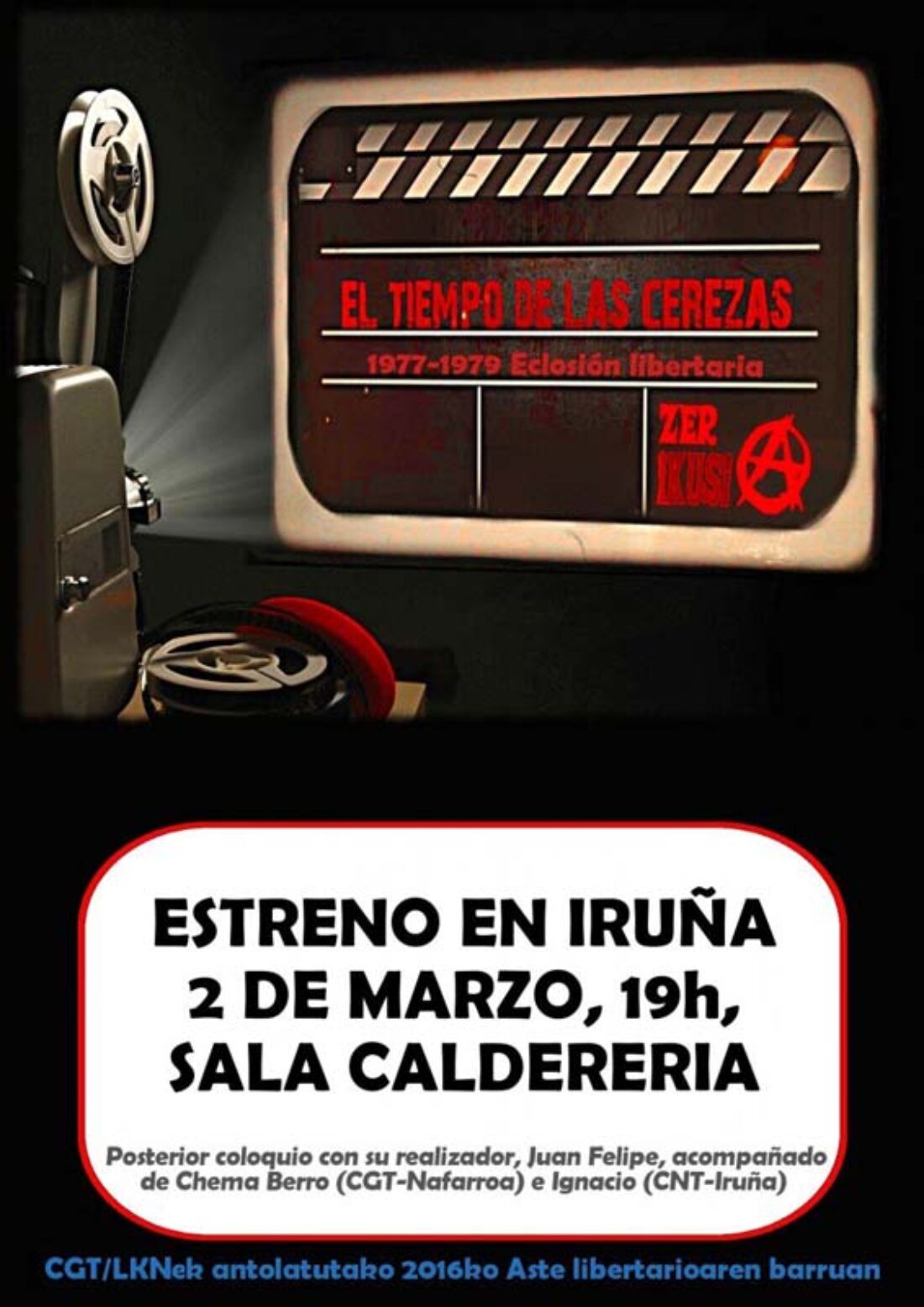 2-M: Estreno de «El tiempo de las cerezas. 1977-1979, eclosión libertaria» en Iruña