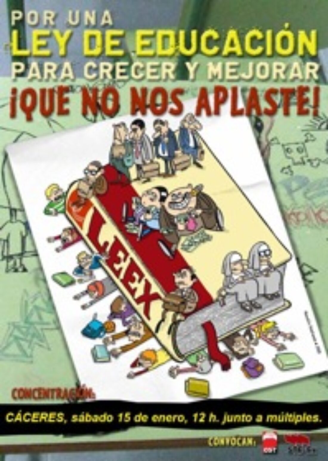 15 enero, Cáceres : Concentración-acto contra la Ley de Educación