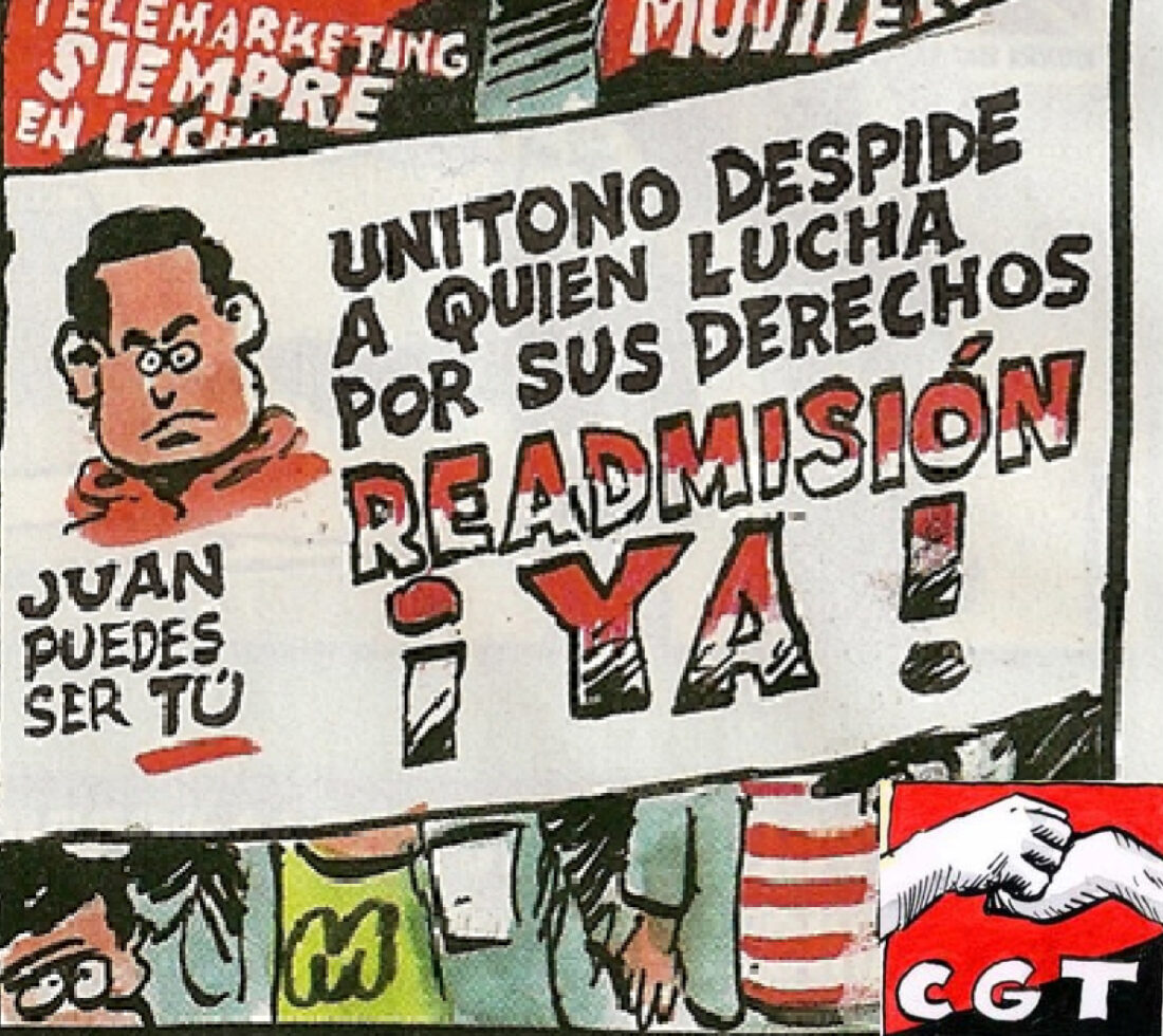 Madrid 16 de febrero, por la readmisión de Juanito, delegado de CGT despedido por la empresa UNITONO