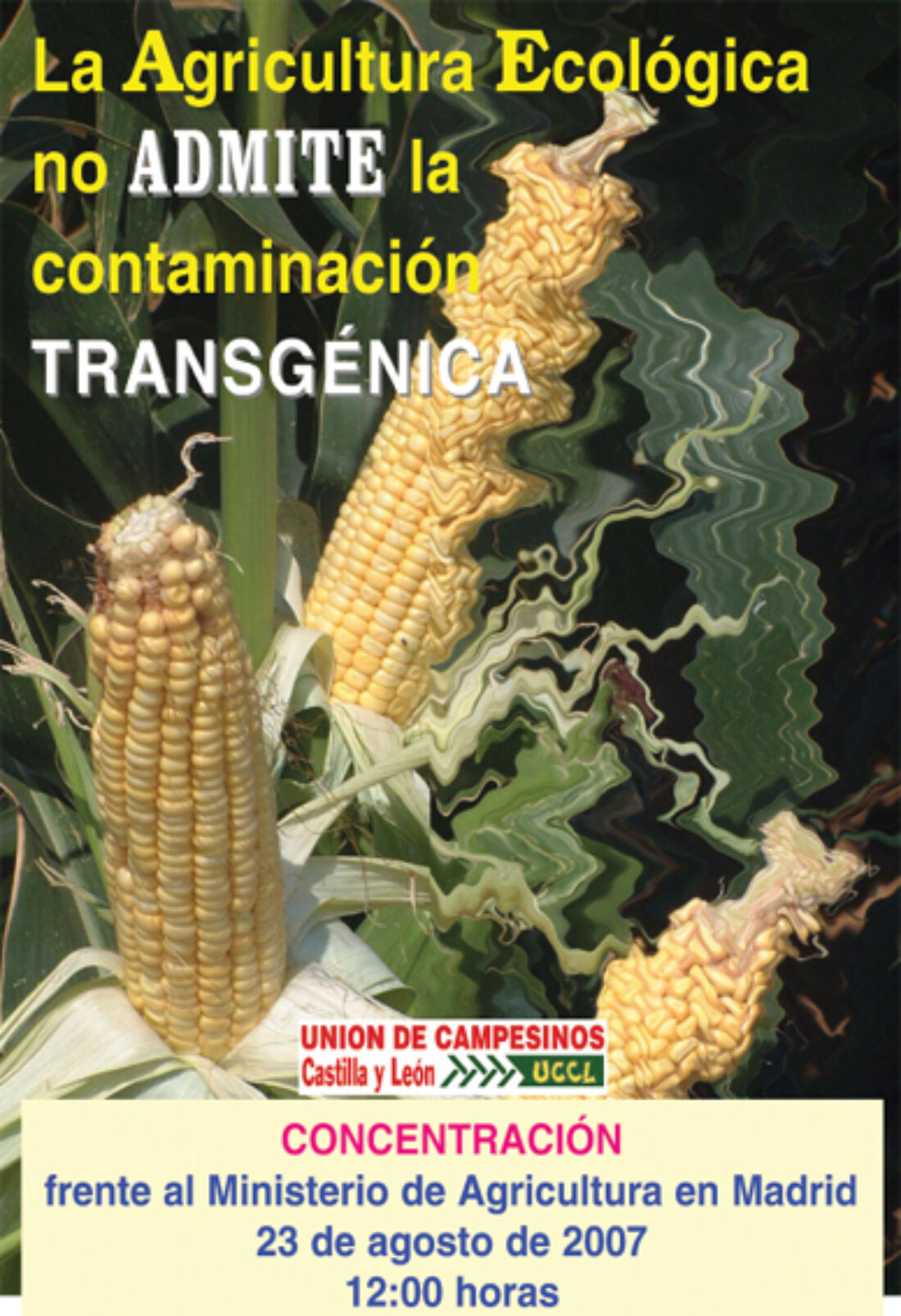 La agricultura ecológica no admite contaminación transgénica. Convocatoria de concentración frente al Ministerio de Agricultura en Madrid