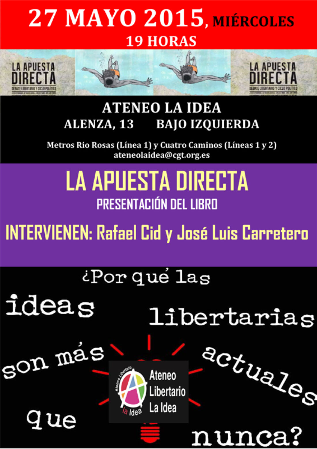 Presentación del libro «Apuesta Directa» en el Ateneo Libertario La Idea