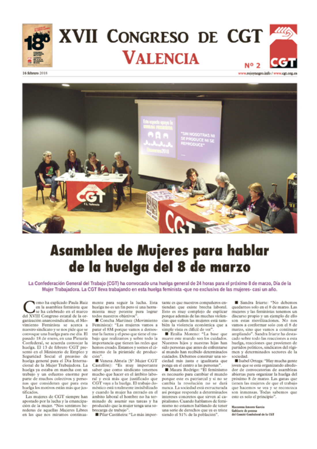 XVIII Congreso de CGT en Valencia. Diario 2