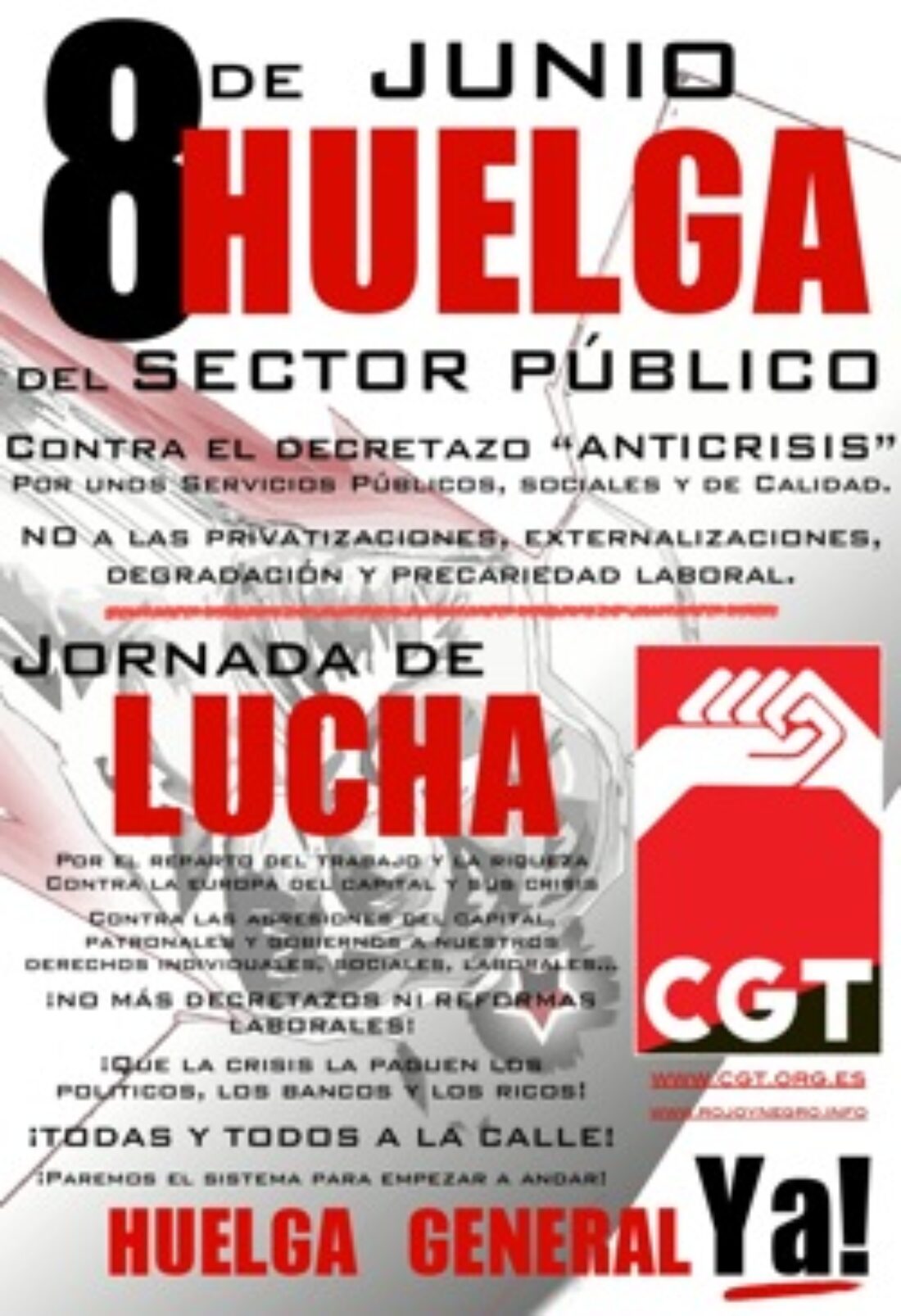 8 junio, Madrid : actos de CGT en la jornada de lucha
