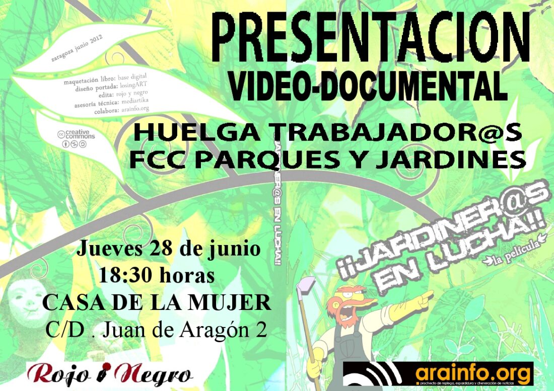 Zaragoza: Presentación del libro documental «Jardineros en lucha»