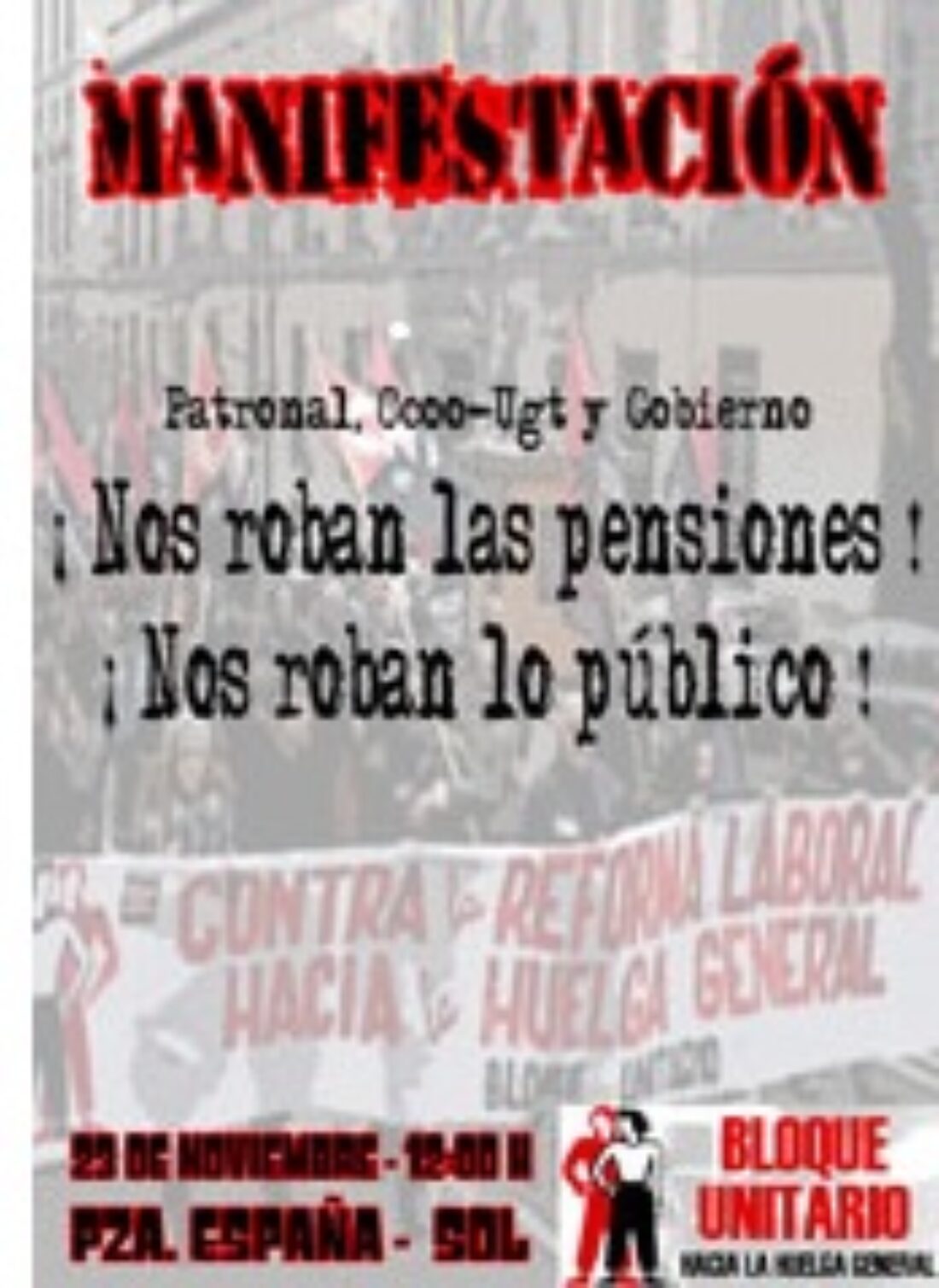 CGT se manifestará con el Bloque Unitario el 23N en Madrid