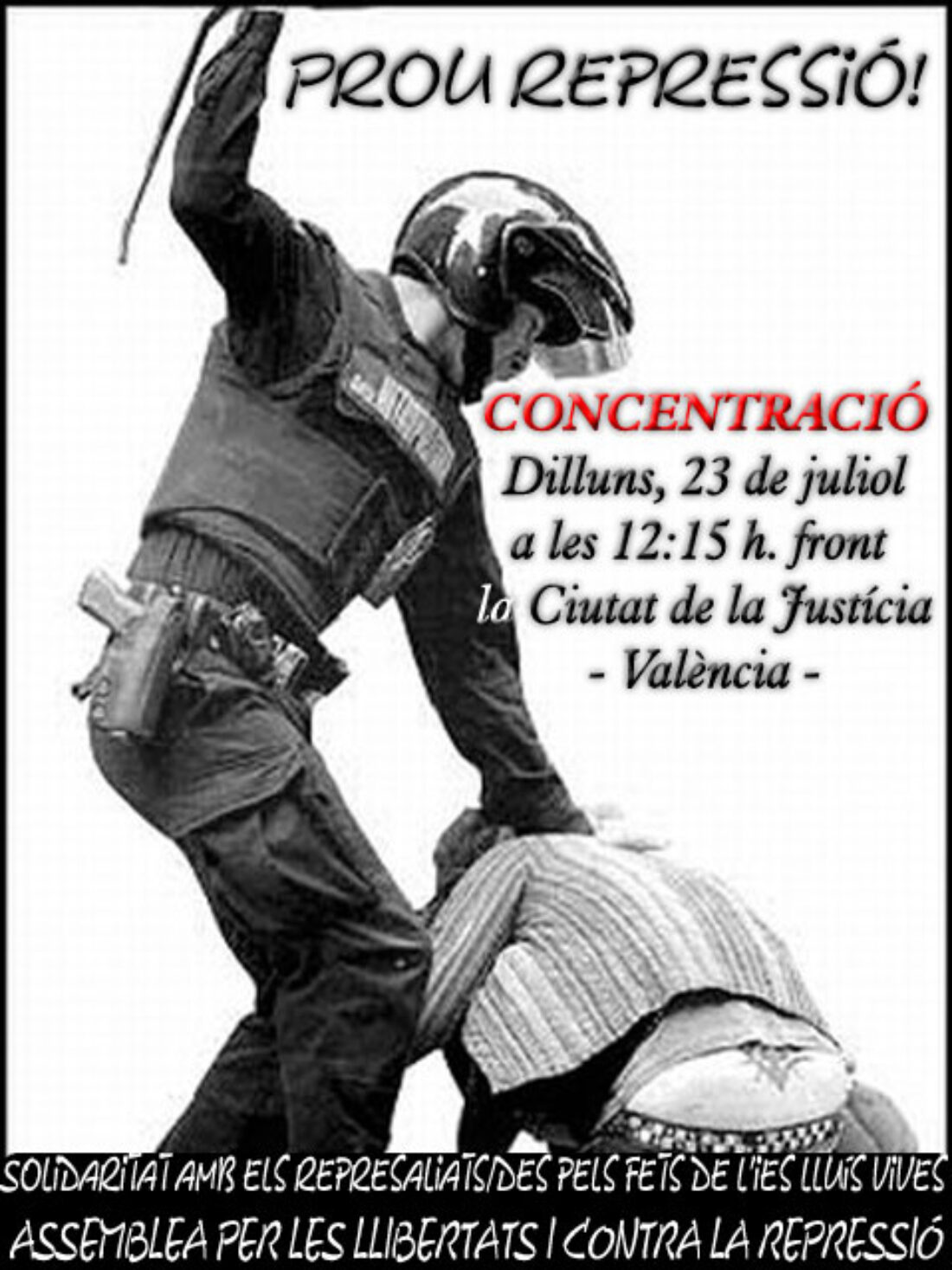 23J: Concentración contra la represión y en apoyo a los encausados ​​por los hechos del IES Lluís Vives