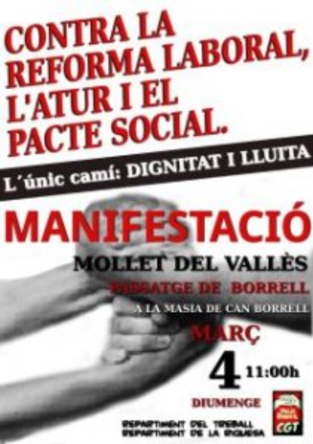 Mollet del Vallès: Manifestación contra la reforma laboral, el desempleo y el pacto social