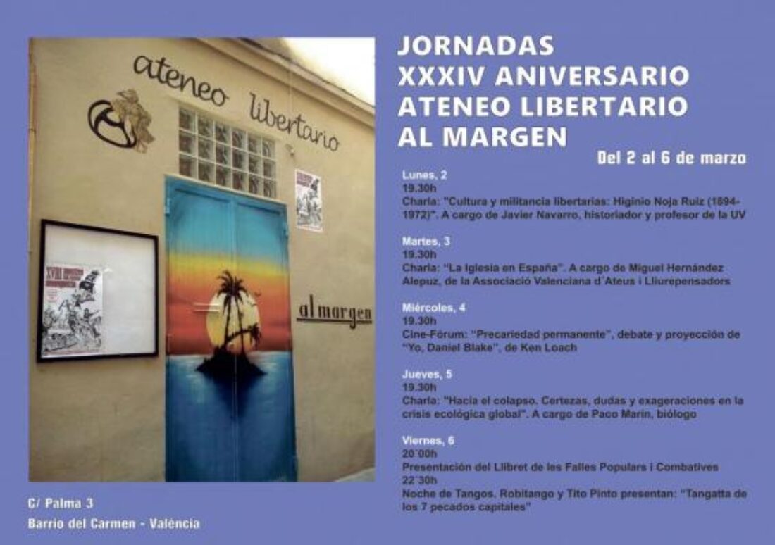 El ateneo libertario más longevo de València celebra su XXXIV aniversario