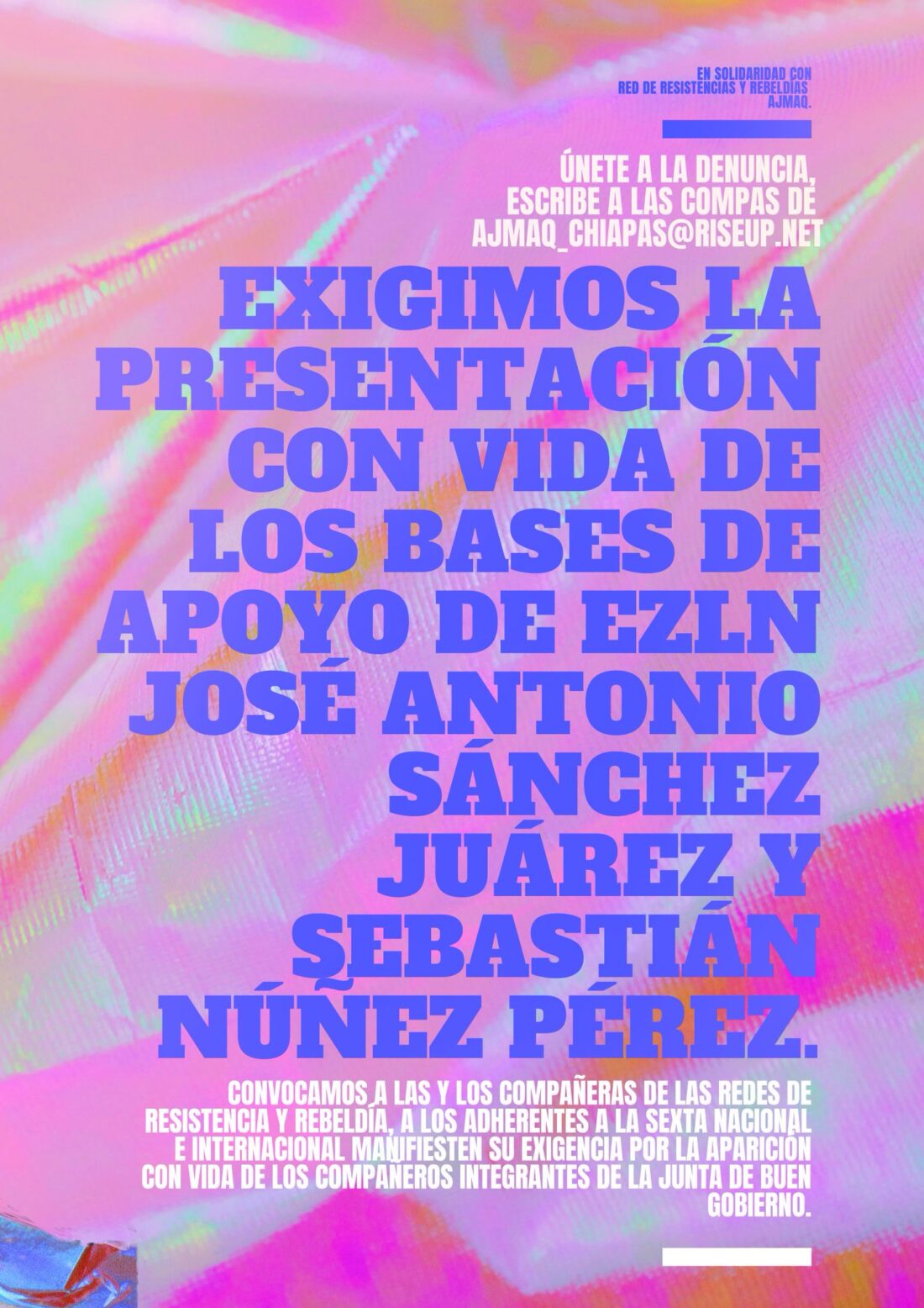 Presentación con vida de José Antonio Sánchez Juárez y Sebastián Núñez Pérez, bases de apoyo del EZLN (México)