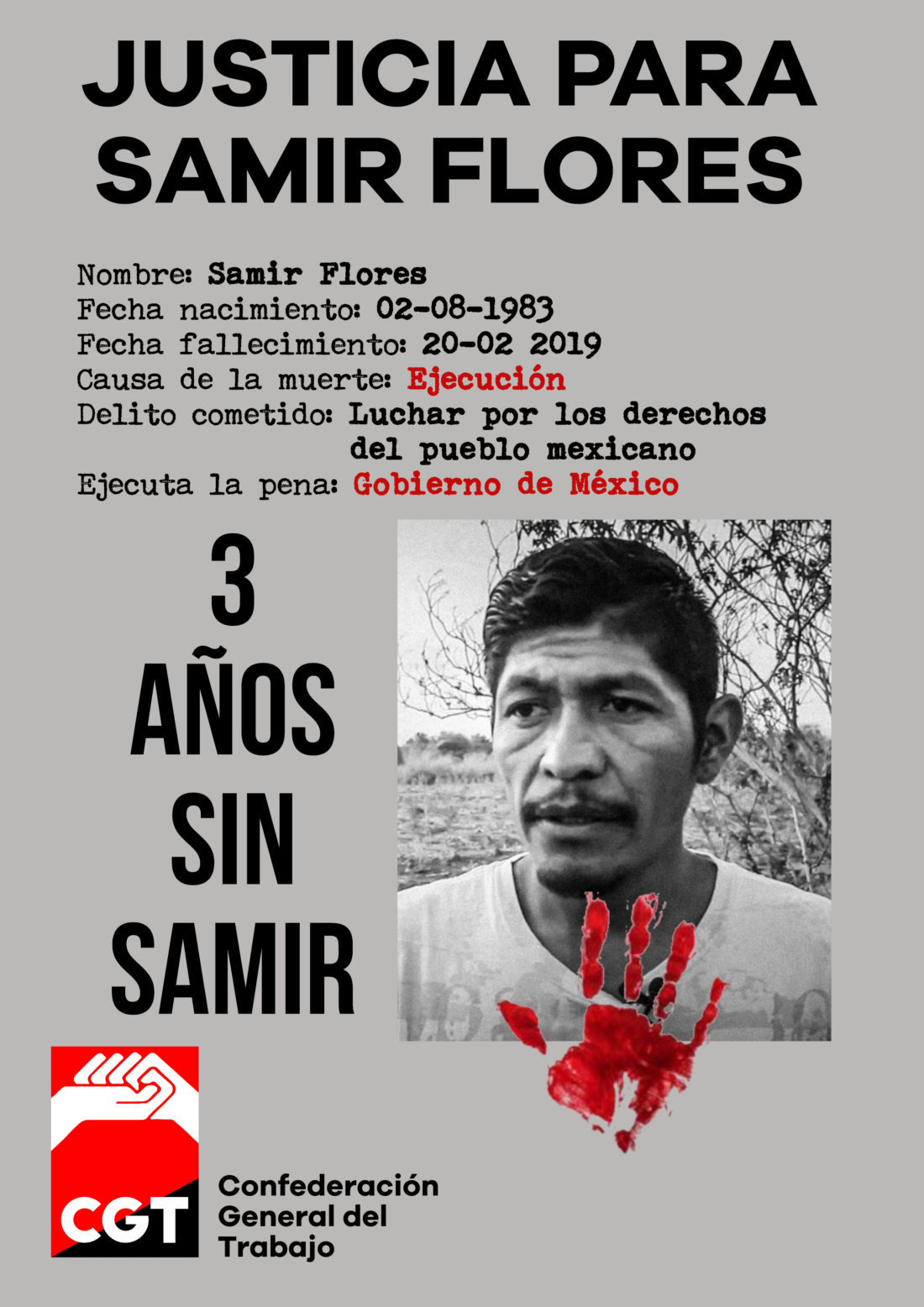 3er aniversario del asesinato de Samir Flores Soberanes. Congreso Nacional Indígena (CNI) de México
