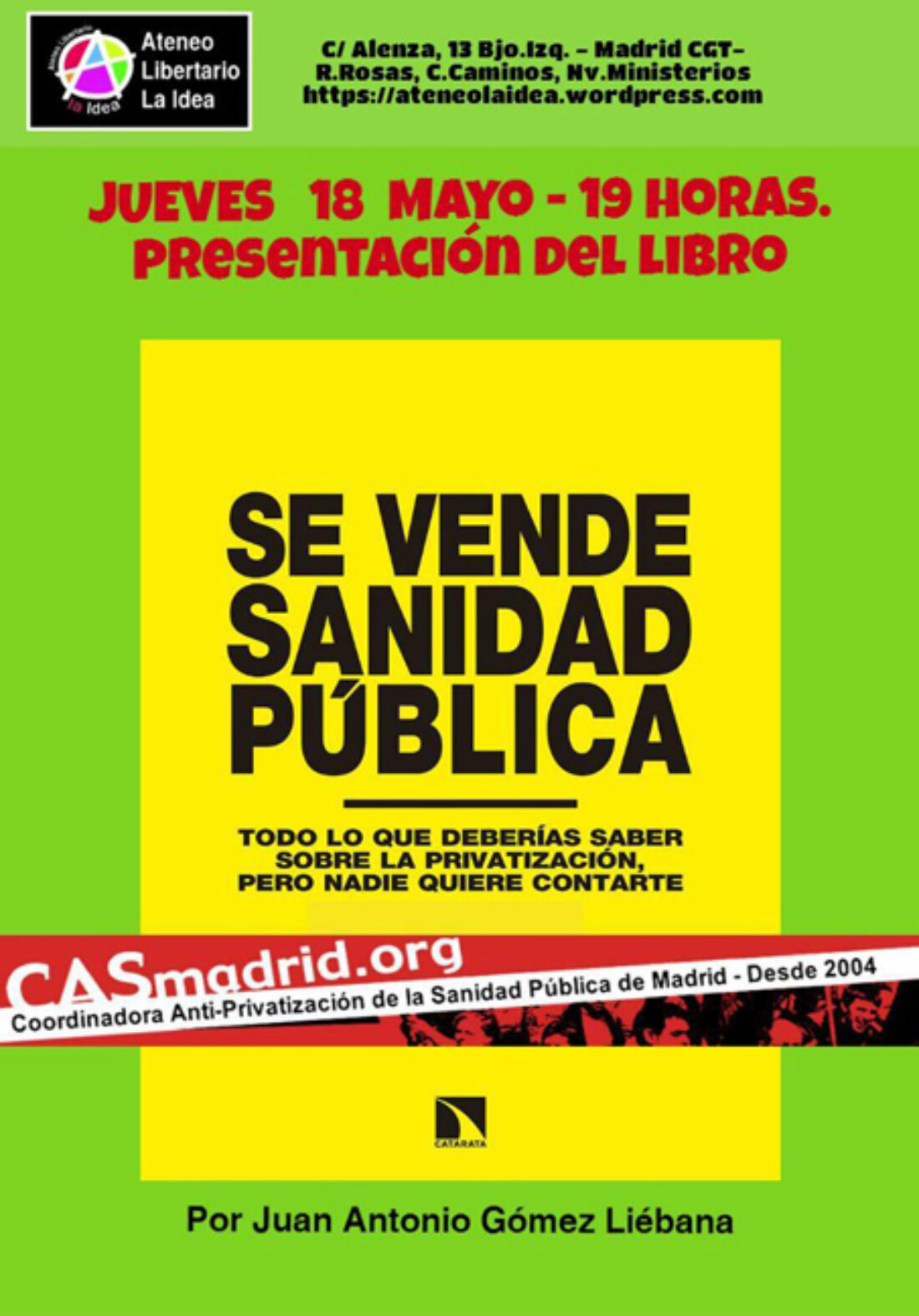 Presentación del libro «Se vende Sanidad Pública» en el Ateneo La Idea