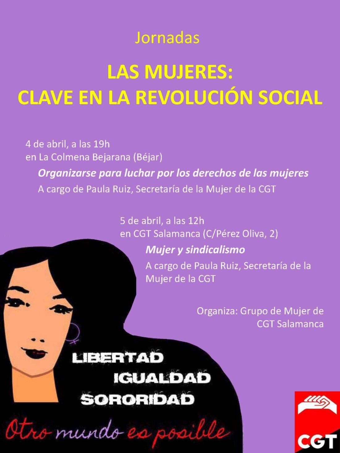 Jornadas «Las mujeres: clave de la revolución social» en Béjar