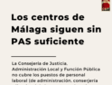 Los centros de Málaga siguen sin PAS suficiente