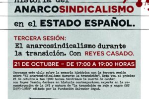 21 de octubre: III Sesión Historia del Anarcosindicalismo en el Estado español. “El anarcosindicalismo durante la Transición»