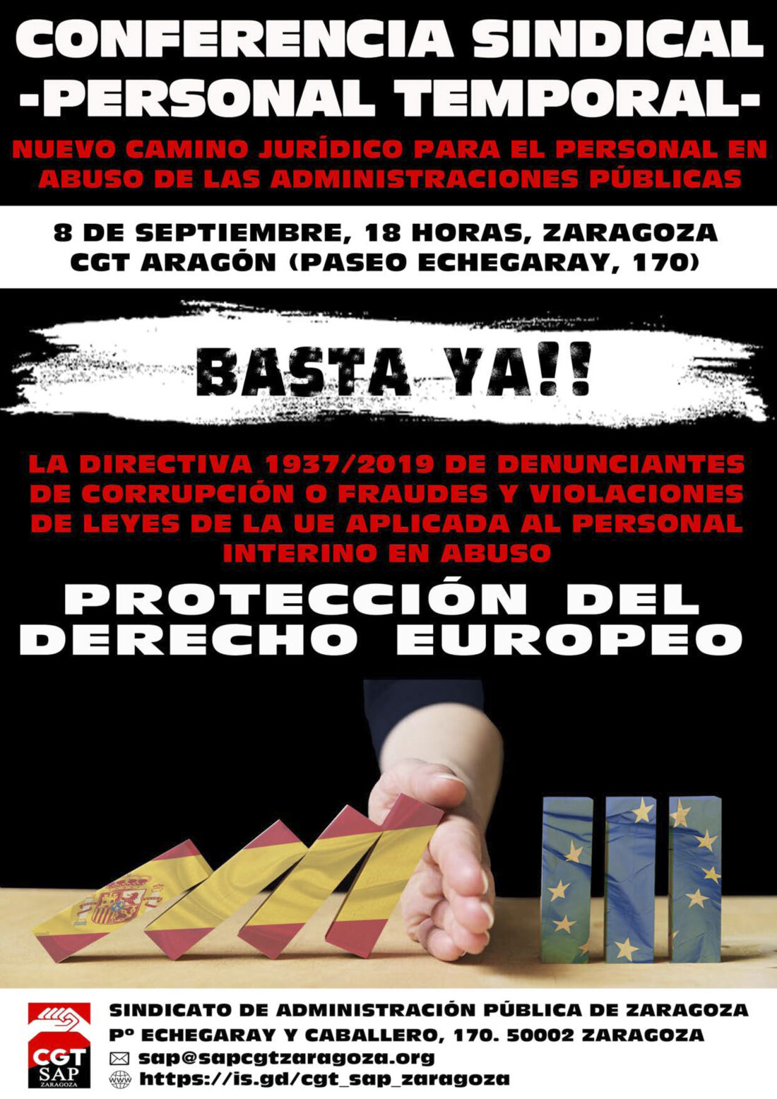 Conferencia 8 septiembre: Cómo les afecta la Directiva 1937/2019 de denunciantes de corrupción o fraudes y violaciones de leyes de la UE a los trabajadores públicos en abuso de temporalidad