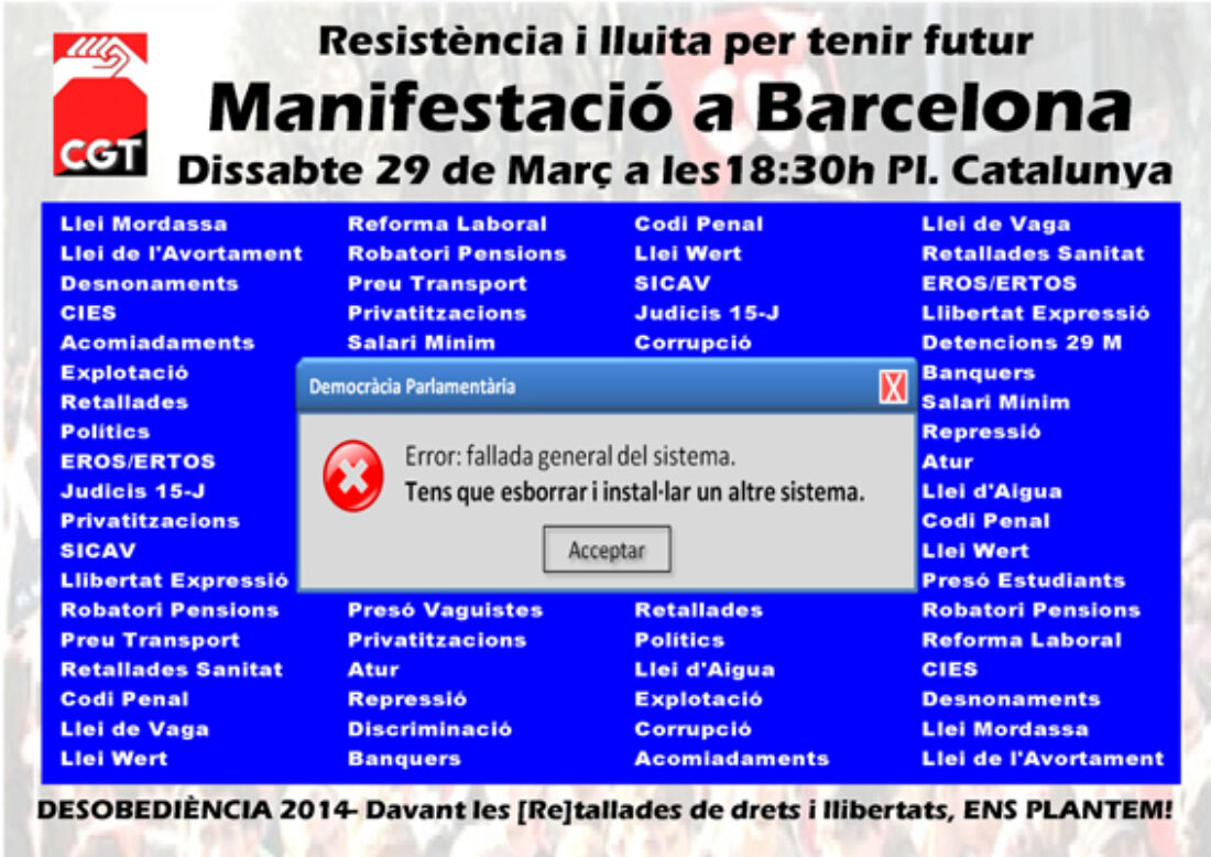 29M: «Resistencia y lucha para tener futuro», manifestación en Barcelona