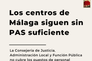 Los centros de Málaga siguen sin PAS suficiente