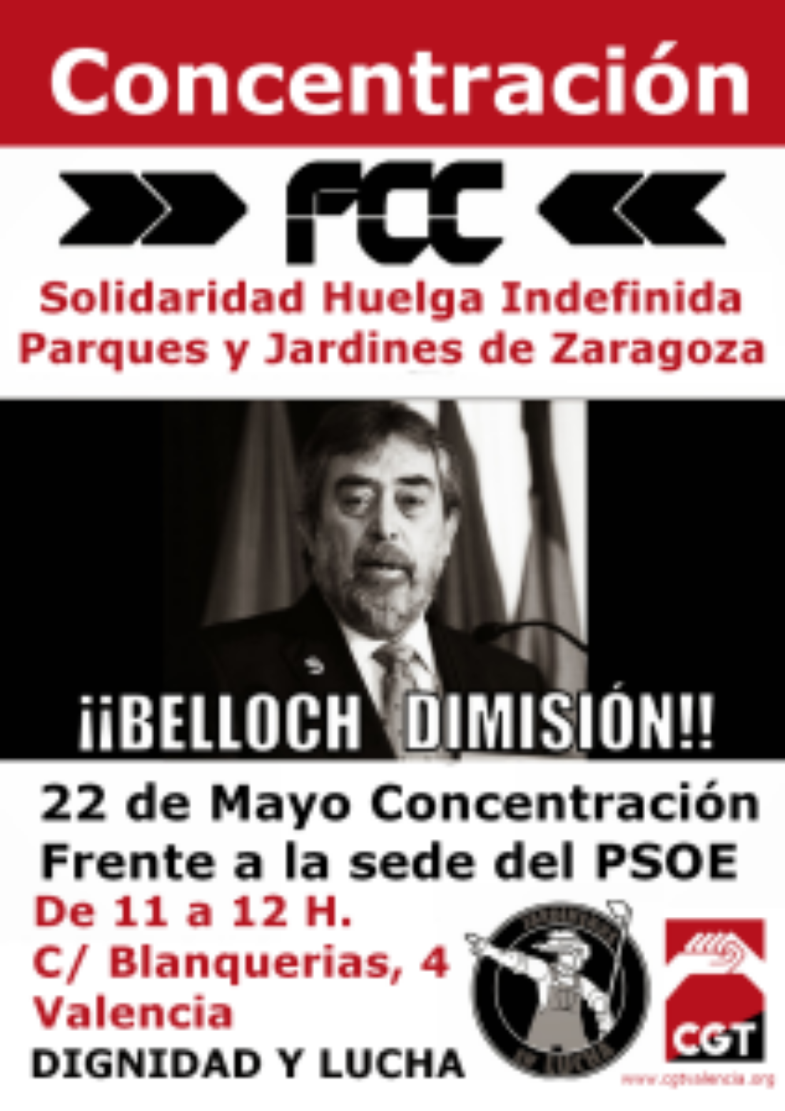 22M: Concentración en Valencia en solidaridad con la Huelga de Jardineros de FCC Zaragoza