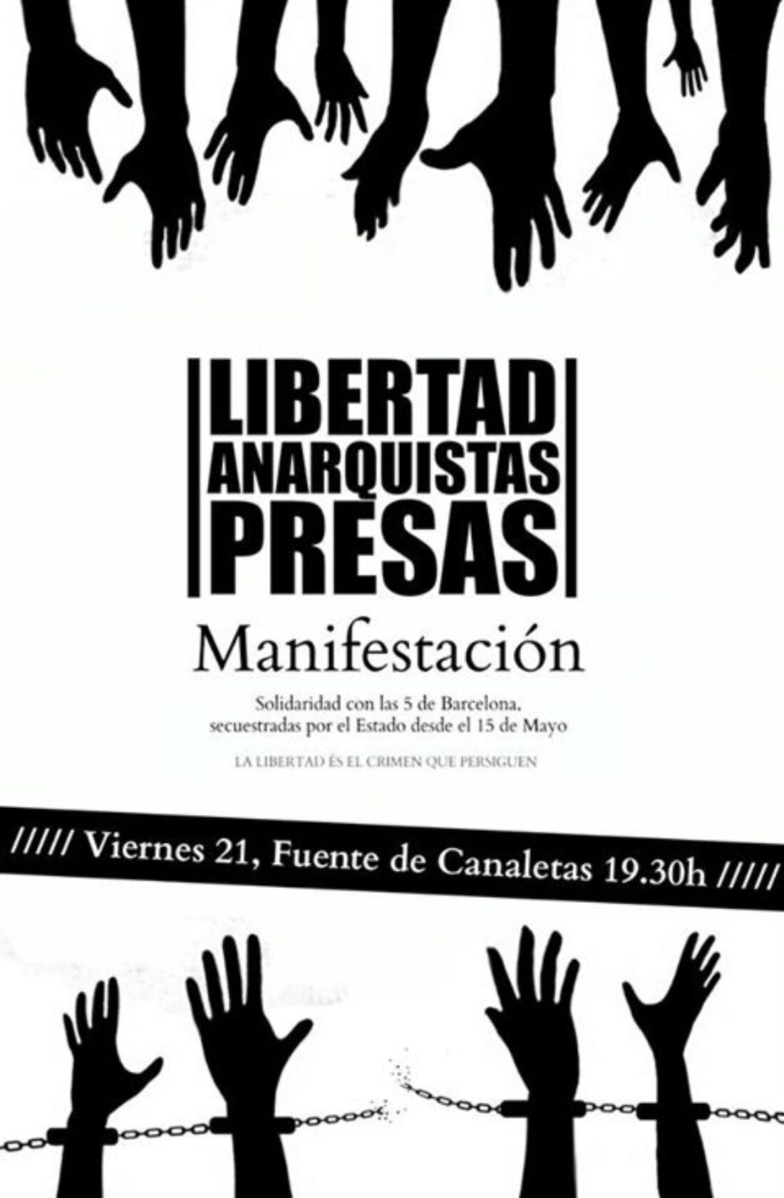 Manifestación en solidaridad con los 5 libertarios detenidos en Barcelona