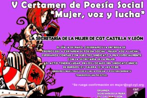 Entrega de premios del 5º Certamen de Poesía Social: «Mujer, Voz y Lucha» de la CGT de Castilla y León