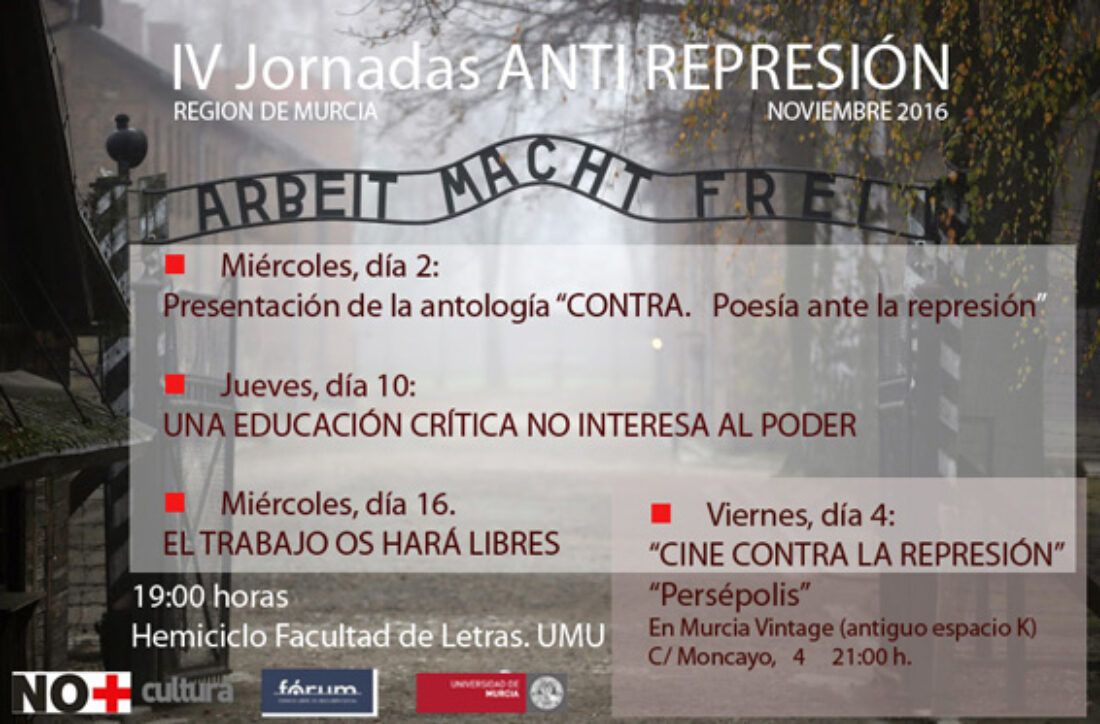 IV Jornadas Anti Represión Región de Murcia. Noviembre 2016