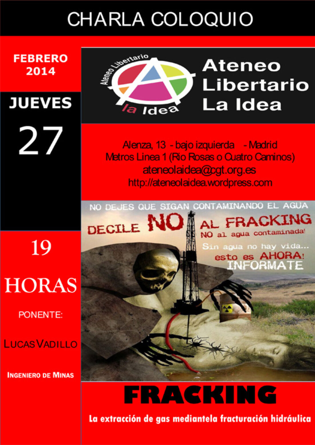 27F: Charla-coloquio «Fracking» en el Ateneo Libertario La Idea