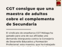 CGT consigue que una maestra de adultos cobre el complemento de Secundaria